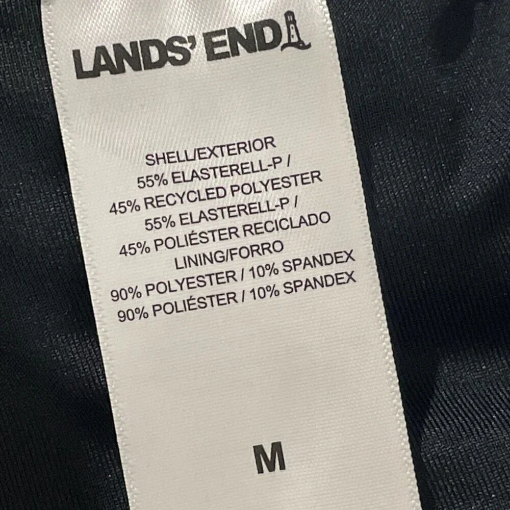 NEW Lands' End Mens M Black Swim Shorts With UPF 50 Quick Dry & Built-In Boxer